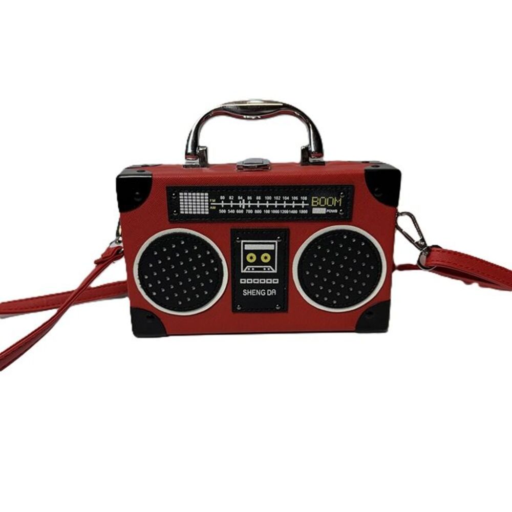Sheng Da Boombox Novelty Crossbody Purse Red Retro Radio Handbag Y2K